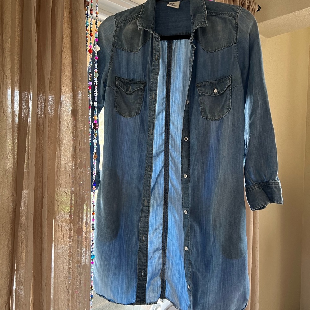 Denim Button-Up Shirt Dress